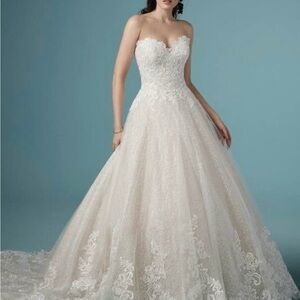 Maggie Sottero Elegant Lace Wedding Dress in Cream
